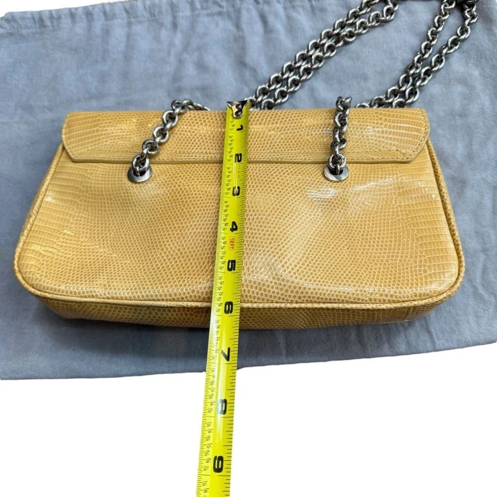 Ralph Lauren Ricky Yellow Lizard Leather Silver Chain Handle Bag Y2K Runway - Picture 12 of 15
